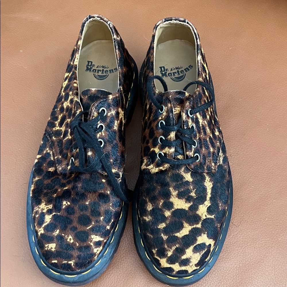 RARE Dr. Martens Leopard Print Pony Hair Oxfords